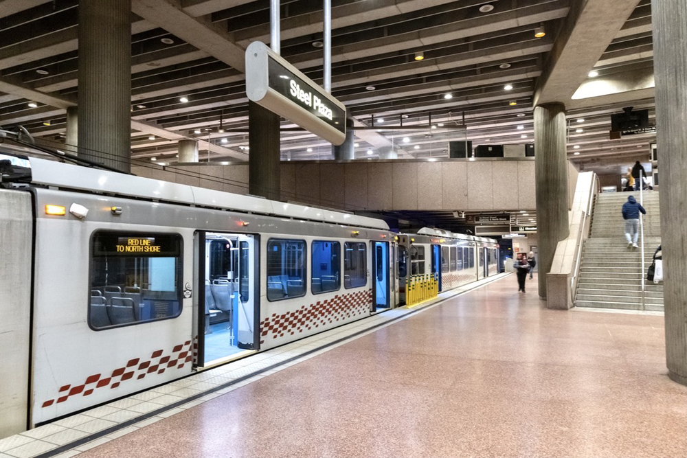 Light rail in downtown Pittsburgh